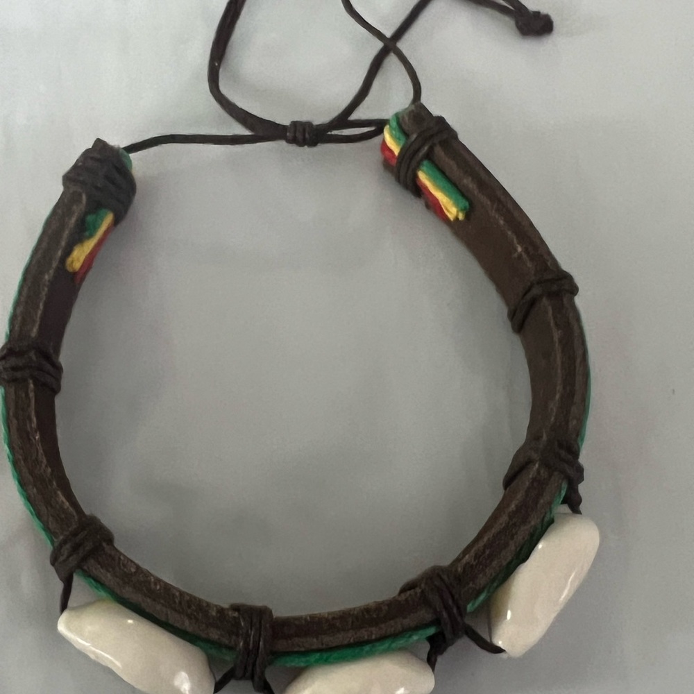 Rasta bracelet cowry shell leather bracelet reggae Jamaica